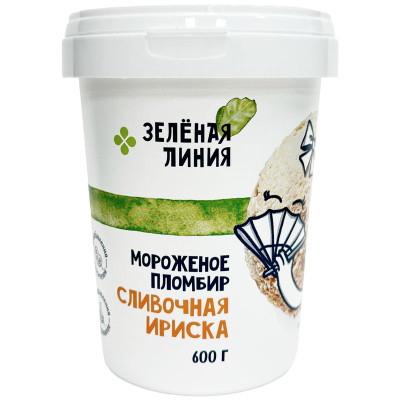 Изображение товара Мороженое Сливочная Ириска пломбир 15% Зелёная Линия, 600г