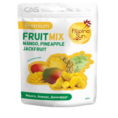 Изображение товара Фрукты сушёные Filipino Sun Фруктовый Микс манго ананас джекфрут, 100г
