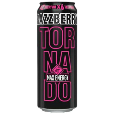 Изображение товара Напиток энергетический Tornado Max Energy Razzberry тонизирующий газированный, 450мл
