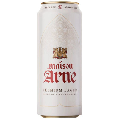 Изображение товара Пиво Пиво Maison Arne Premium Lager светлое фильтрованное 4,8%, 430мл