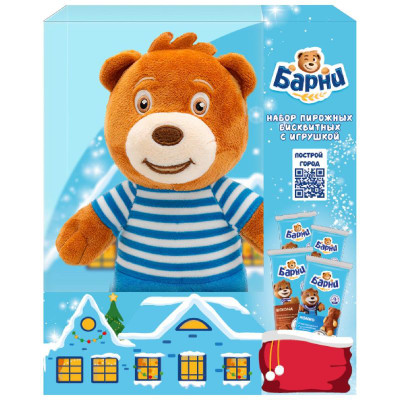 Изображение товара Набор пирожных Медвежонок Барни бисквитных с игрушкой, 120г