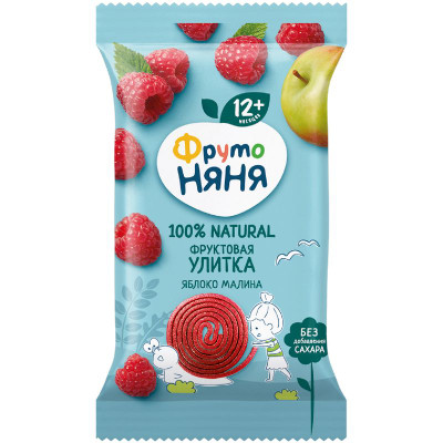 Изображение товара Фруктовая улитка ФрутоНяня яблоко-малина для детского питания, 15г
