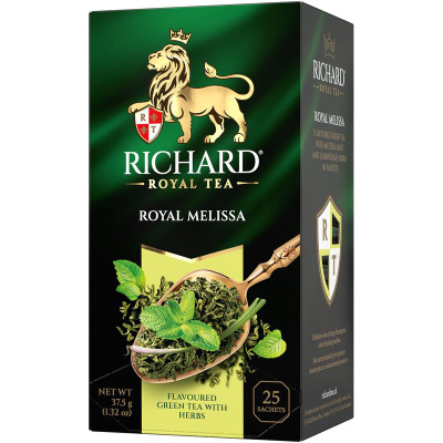 Изображение товара Чай Richard Royal Melissa зелёный байховый мелисса-мята-лемонграсс в пакетиках, 25х1.5г