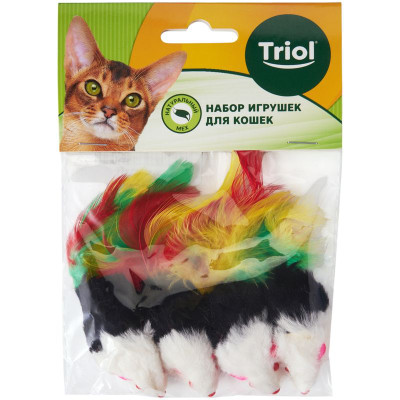 Изображение товара Игрушка Triol Мышь-погремушка с пером чёрно-белая
