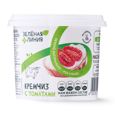 Изображение товара Сыр Кремчиз с томатами мягкий сливочный 70% Зелёная Линия, 140г