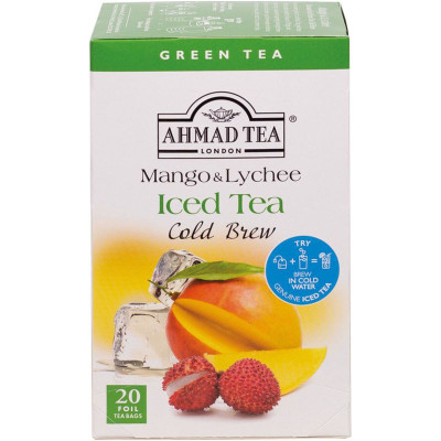 Изображение товара Чай Ahmad Tea Cold Brew Mango&Lychee зелёный, 20х2г