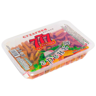Изображение товара Сухарики-гренки Три Семёрки со вкусом чеснока, 150г