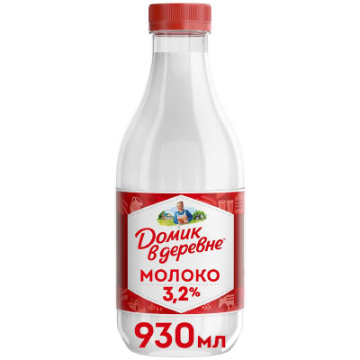 Изображение товара Молоко пастеризованное Домик в деревне 3.2%, 930мл
