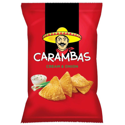 Изображение товара Чипсы кукурузные Carambas со вкусом сметаны и лука, 150г