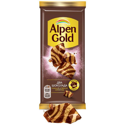 Изображение товара Шоколад Alpen Gold из темного и белого шоколада 80г