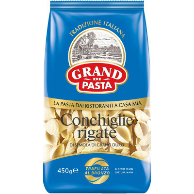 Изображение товара Макароны Grand di Pasta Conchiglie rigate группа А высший сорт, 450г