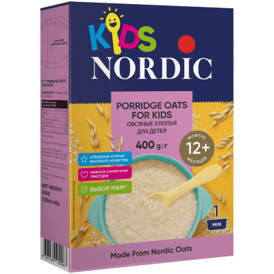 Изображение товара Хлопья овсяные Nordic для питания детей с 12 месяцев, 400г