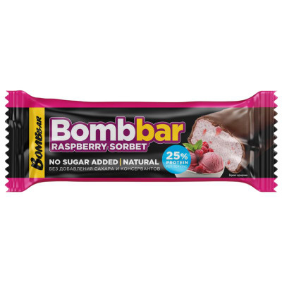 Изображение товара Батончик Bombbar Малиновый сорбет глазированный, 40г
