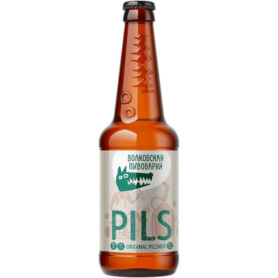 Изображение товара Пиво Волковская Пивоварня Pils светлое фильтрованное пастеризованное 5.2%, 450мл