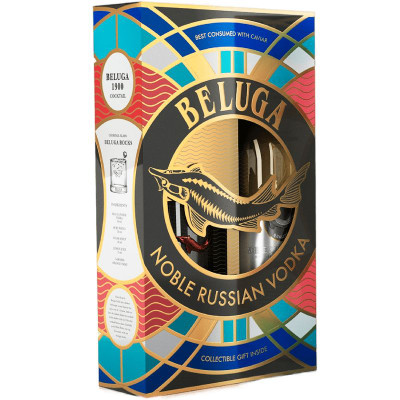 Изображение товара Водка Beluga Нобл 40% в подарочной упаковке, 700мл + стакан