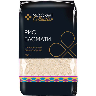 Изображение товара Рис Басмати Steam шлифованный длиннозерный Маркет Collection, 500г