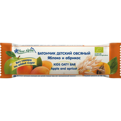 Изображение товара Батончик детский Овсяный Fleur Alpine Яблоко и абрикос, с 3 лет, 23г