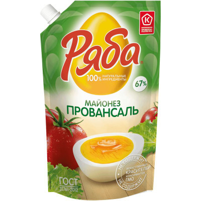 Изображение товара Майонез Ряба Провансаль 67%, 630мл