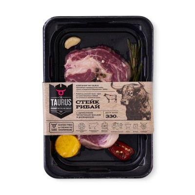 Изображение товара Стейк Taurus Рибай с ароматным чесночным маслом и розмарином, 330г