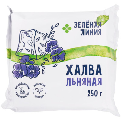 Изображение товара Халва льняная с семенами льна на фруктозе Зелёная Линия, 250г