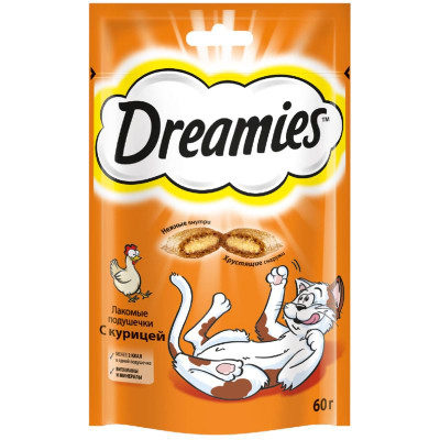 Изображение товара Лакомство Dreamies для кошек подушечки с курицей 60г