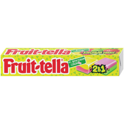 Изображение товара Конфеты Fruittella Кислый микс 2в1 со вкусами яблока и клубники, лимона и малины, 41г