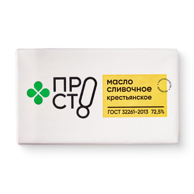 Изображение товара Масло сладкосливочное Крестьянское высшего сорта 72.5% Пр!ст, 175г