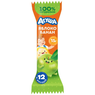 Изображение товара Фруктовый батончик Агуша Яблоко-Банан с 12 месяцев, 15г