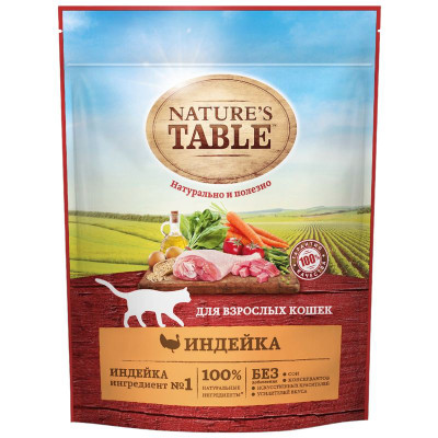 Изображение товара Сухой корм Nature`s Table для кошек Индейка, 650г