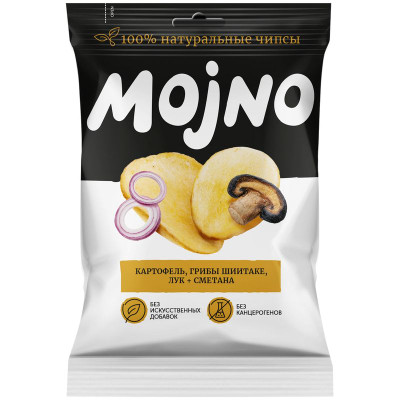Изображение товара Чипсы Mojno картофель-грибы шиитаке-лук со сметаной, 75г