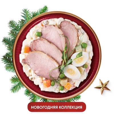 Изображение товара Оливье с утиной грудкой и перепелиным яйцом Перекрёсток Select, 190г