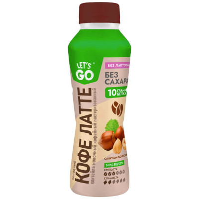 Изображение товара Коктейль Let's Go Холодный кофе латте лесной орех безлактозный 2.2%, 330мл