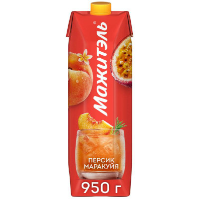 Изображение товара Коктейль Мажитэль сывороточно-молочный с соком со вкусом Персик-маракуйя, 950г