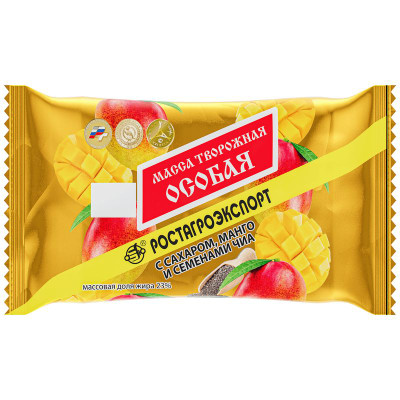 Изображение товара Масса творожная Ростагроэкспорт Особая с сахаром манго и семенами чиа 23%, 180г