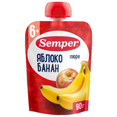 Изображение товара Пюре Semper яблоко-банан, 90г