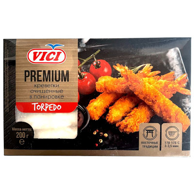 Изображение товара Креветка Vici Torpedo белоногая очищенная в панировке Панко замороженая, 200г