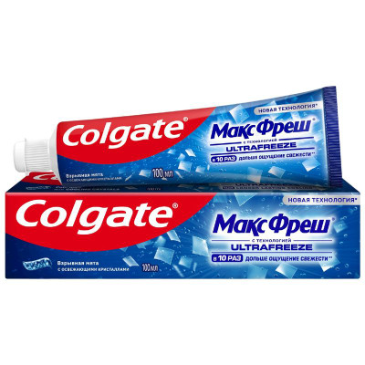 Изображение товара Зубная паста Colgate Макс Фреш Взрывная мята с освежающими кристаллами для защиты от кариеса, 100мл