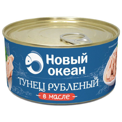 Изображение товара Тунец скипджек рубленый в масле Новый Океан, 185г