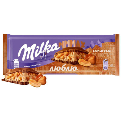 Изображение товара Шоколад молочный Milka Mmmax арахис-карамель, 270г