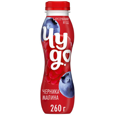 Изображение товара Йогурт питьевой Чудо Черника-малина 1.9%, 260г