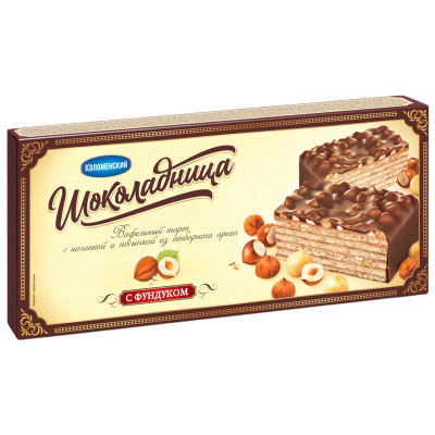Изображение товара Торт Коломенское Шоколадница с фундуком вафельный, 230г