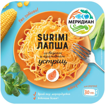 Изображение товара Лапша Меридиан из сурими со вкусом устрицы, 130г