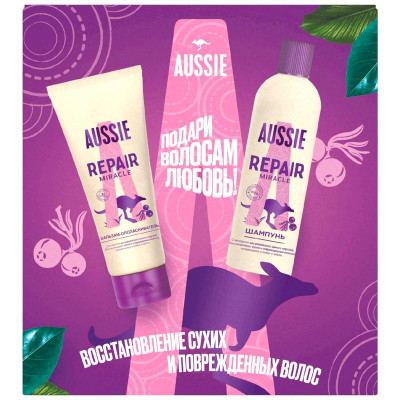 Изображение товара Подарочный набор Aussie Repair Miracle: Шампунь 300мл + Бальзам-ополаскиватель 200мл