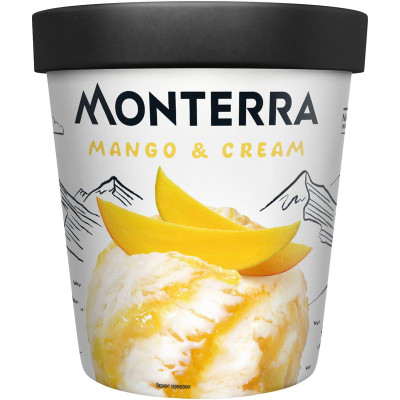 Изображение товара Мороженое пломбир Monterra Mango&Cream с манговым наполнителем и кусочками манго 12.5%, 281г