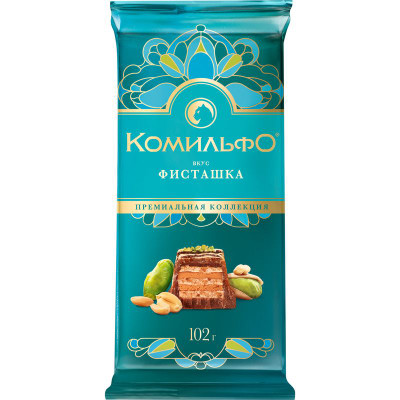 Изображение товара Шоколад молочный Комильфо фисташка-вафля-арахис, 102г