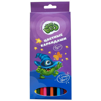 Изображение товара Карандаши Wizzy Boo пластиковые цветные в наборе, 12шт