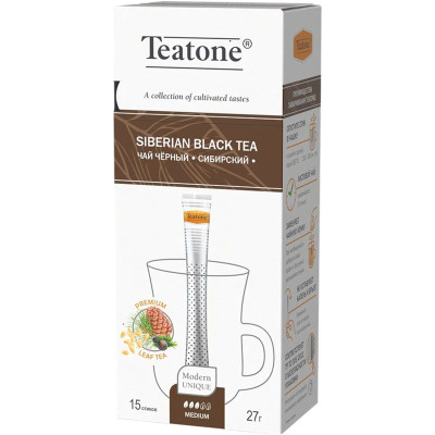Изображение товара Чай Teatone Сибирский с ароматом кедра и можжевельника чёрный в стиках, 15х1,8г