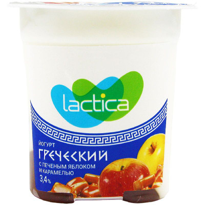 Изображение товара Йогурт Lactica двухслойный греческий с печеным яблоком и карамелью 3.4%, 120г