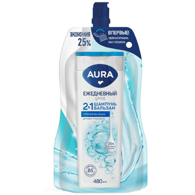 Изображение товара Шампунь-бальзам для волос Aura 2в1 Ежедневный уход, 480мл