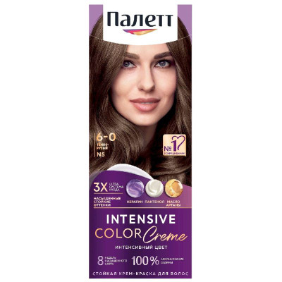 Изображение товара Стойкая крем-краска для волос Палетт 6-0 защита от вымывания цвета, 110мл